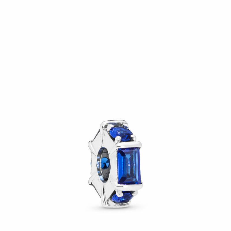 Pandora Ice Sculpture Spacer Charm Ireland - Sterling Silver/Blue/Crystal - 023567PCF